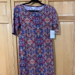 NWT LulaRoe Julia Dress Aztec red & blue size s